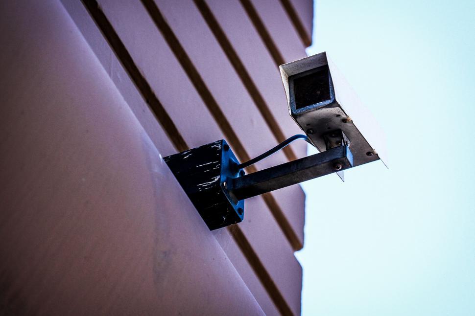 Security Camera Mounted On Building Side